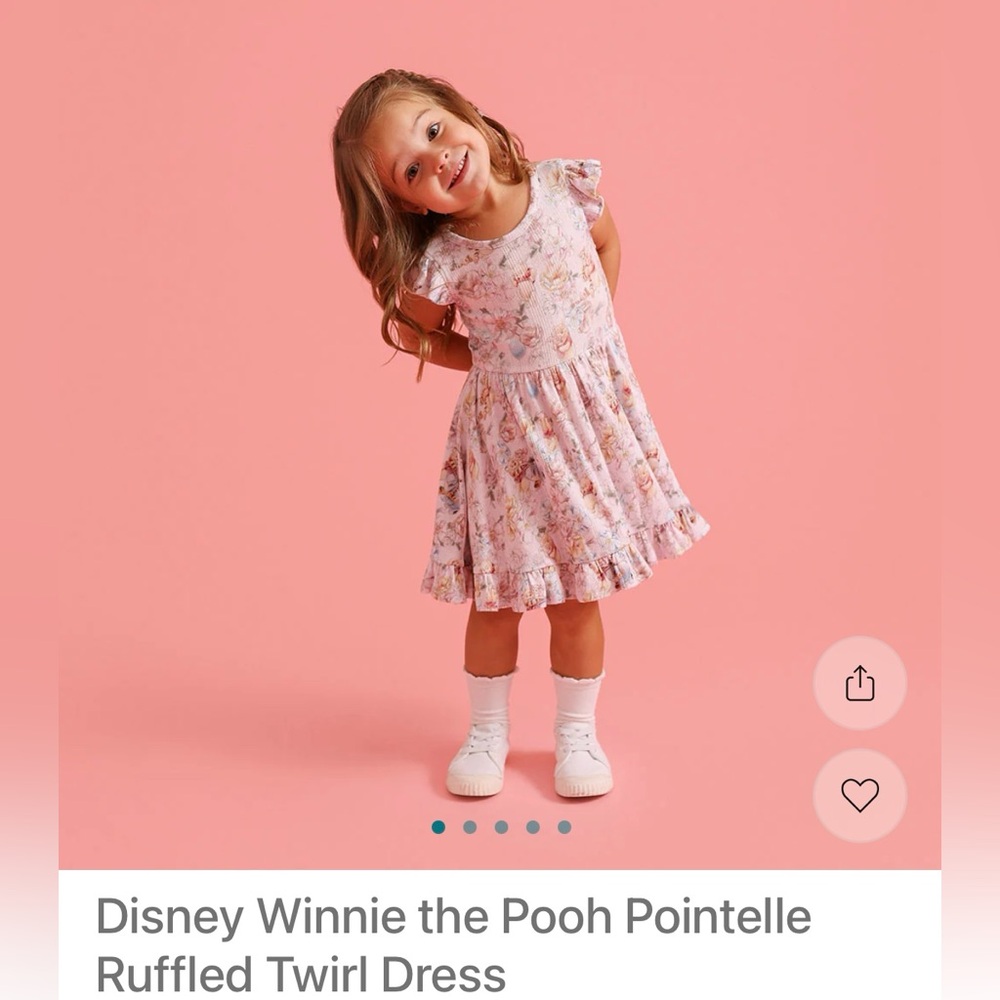 Posh Peanut Disney Winnie the Pooh pointelle ruffle twirl dress size 5-6T NIB - Picture 3 of 3